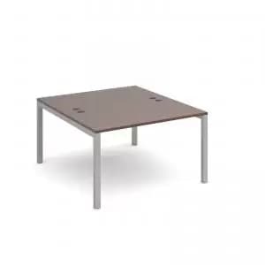 Connex back to back desks 1200mm x 1600mm - silver frame and walnut