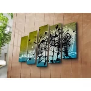 5PATK-237 Multicolor Decorative Canvas Painting (5 Pieces)