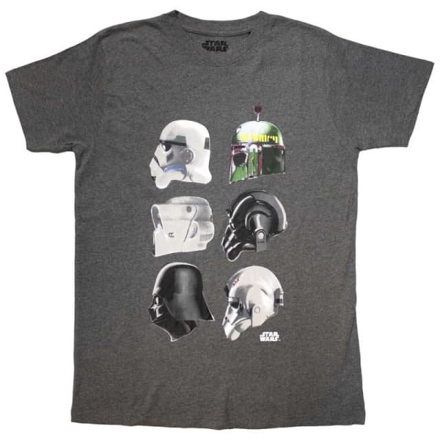 Star Wars Helmet Profiles T Shirt Grey unisex