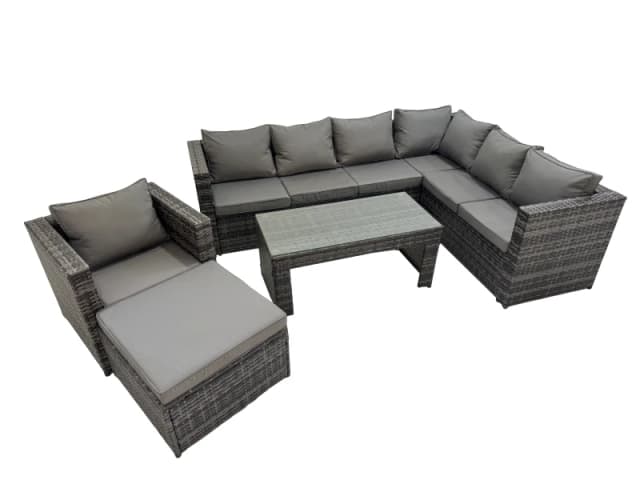 Fimous Garden Furniture Set with Chair Big Stool Dark Grey Mixed Dark Grey Unisex