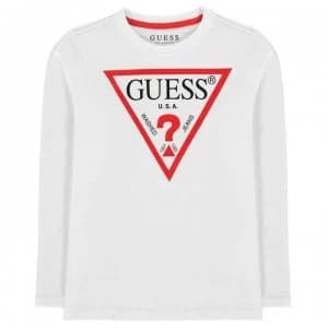 Guess Long Sleeve T Shirt - White/Red A000