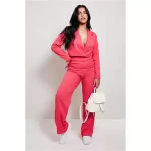 I Saw It First Hot Pink Cropped Open Tie Back Blazer - Pink