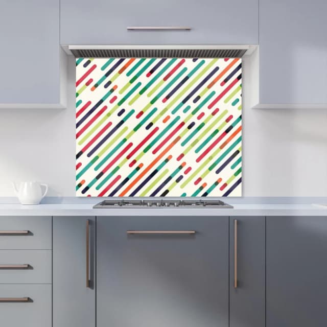Warren Reed - Designer Coloured Diagonal Abstract Pattern Kitchen Splashback in Green Size: 900mm x 650mm Green Unisex 900mm x 650mm