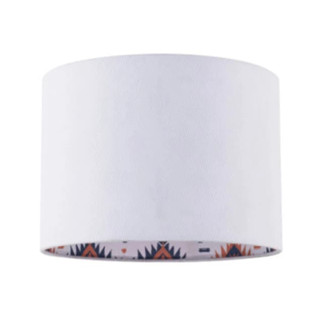 Happy Homewares Western Cactus Themed White Linen Lamp Shade With Inner Vibrant Print