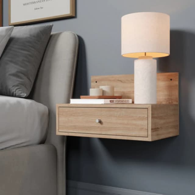 Core Kelly Set of 2 Wall Hanging Oak Bedside Table