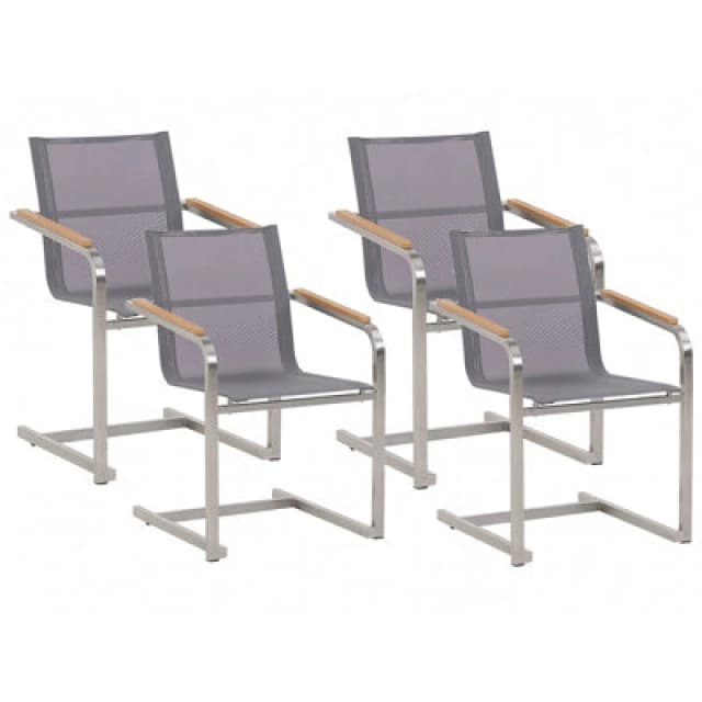 Beliani Set Of 4 Garden Chairs Cosoleto Stainless Steel Grey