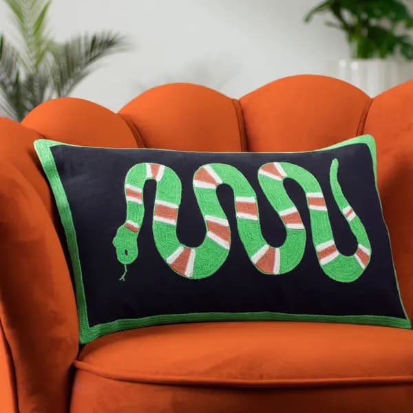 Coral Snake Cushion Lime / 30 x 50cm / Polyester Filled