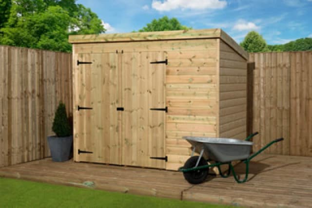 Empire Sheds Empire 4000 Pent 7X3 Pressure Treated Tongue And Groove Wooden Garden Shed Double Door Left (7' X 3' / 7ft X 3ft) (7X3)