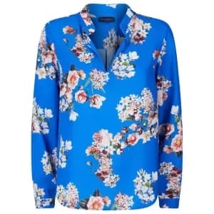 James Lakeland Royal Floral Print Mandarin Collar Blouse - 8