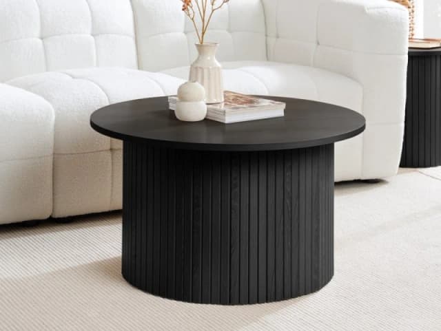 Birlea Round Fluted Coffee Table Black Axel Birlea Black