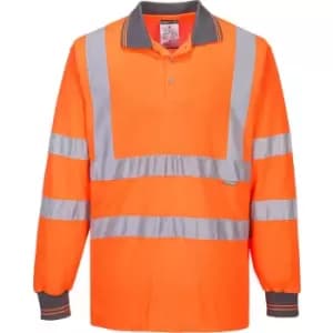 Portwest Hi Vis Long Sleeved Polo Shirt Orange 2XL