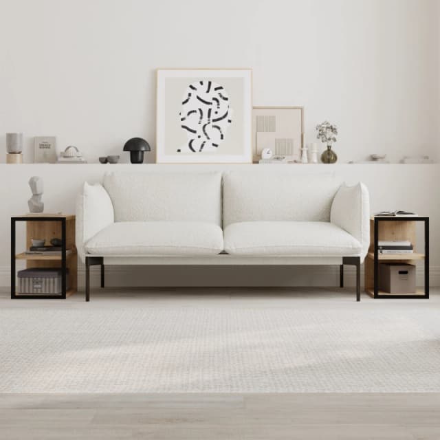 Decortie Set of 2 Modern 'Echo' Sofa Side Tables 3-Tier with Metal Frame in Natural Size: 1 Pack Natural Unisex 1 Pack