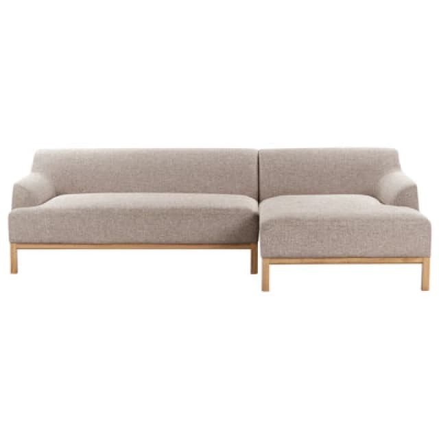 Beliani Corner Sofa 3 Seater Sosjo Fabric Light Brown Left Hand