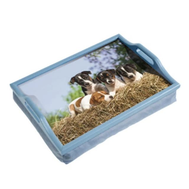Loops Laminated Wooden Lap Tray with Built in Cushion - 100 x 400 x 300mm - Dog Design Multi
