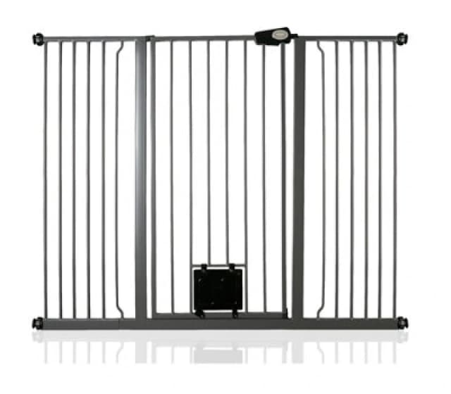 Bettacare Pet Gate With Lockable Cat Flap, 139.8Cm - 147.4Cm, Slate Grey, 104Cm In Height