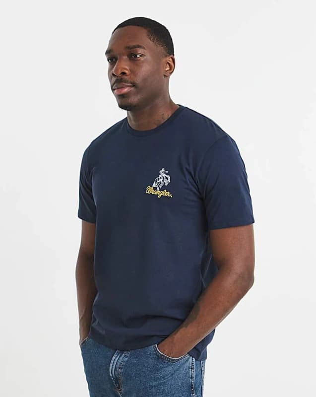 Wrangler Wrangler Embroidery T-Shirt - Navy Navy - Wrangler - Size: M Navy Male M WR07402