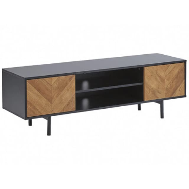Beliani Rustic TV Stand Salina Brown/ Black