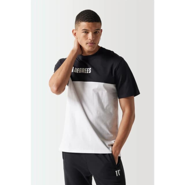 11 Degrees Colour Block T-Shirt - White / Black White S