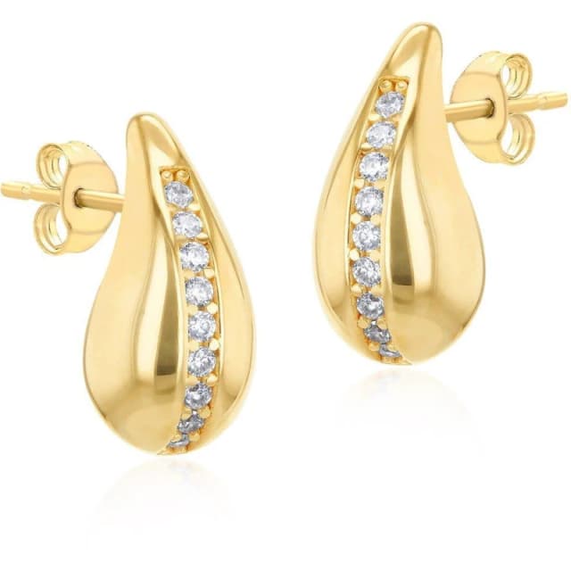 Be You 9ct Gold CZ Teardrop Stud Earrings Yellow Gold female One Size