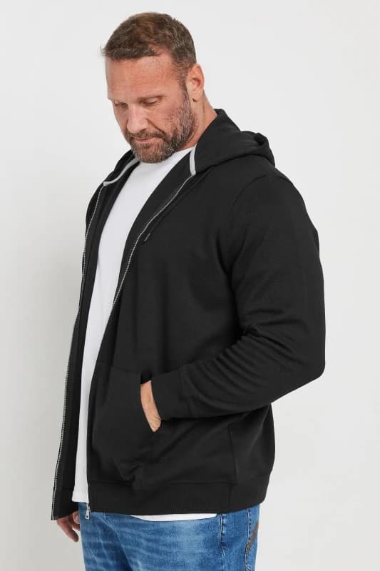 BadRhino BadRhino Men Zip Through Diamond Quilted Hoodie in Black Size: 5-6X-Large Black 5-6XL Male 5063111744022