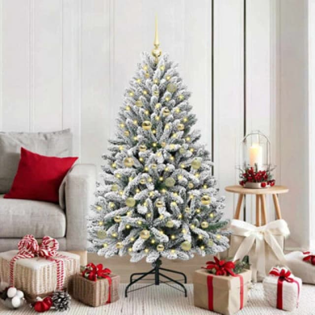 vidaXL Artificial Christmas Tree with Gold Balls Green and White 150cm PVC and Metal, Green 3395743