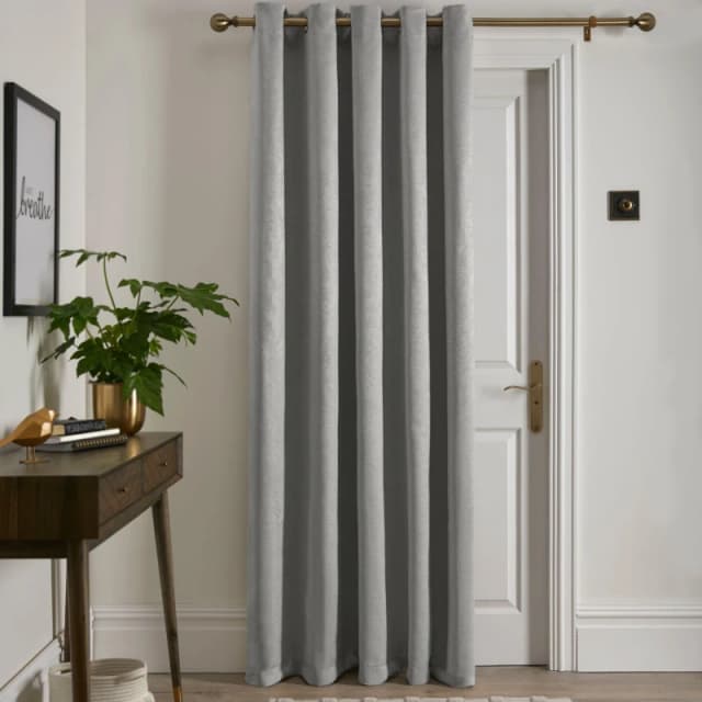 Fusion Strata Single Panel Door or Window Eyelet Curtain Eyelet Curtains 66x84in Silver 38290811000