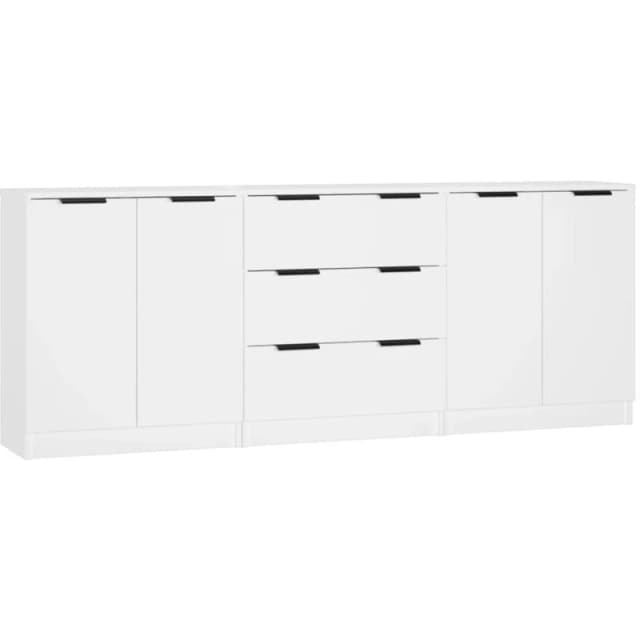 VIDAXL 3 Piece Sideboards White Engineered Wood vidaXL 8720287122401