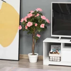 90cm Artificial Pink Rose with White Pot, none