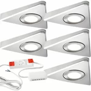 5x brushed nickel Triangle Surface Under Cabinet Kitchen Light & Driver Kit - Natural White led