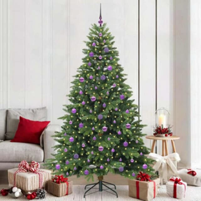 vidaXL Artificial Christmas Tree with 300 LEDs, Lilac Balls Green 210 x 132cm PE and PVC, Green 3397568