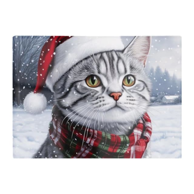 Warren Reed Designer Christmas Silver Tabby Glass Chopping Board