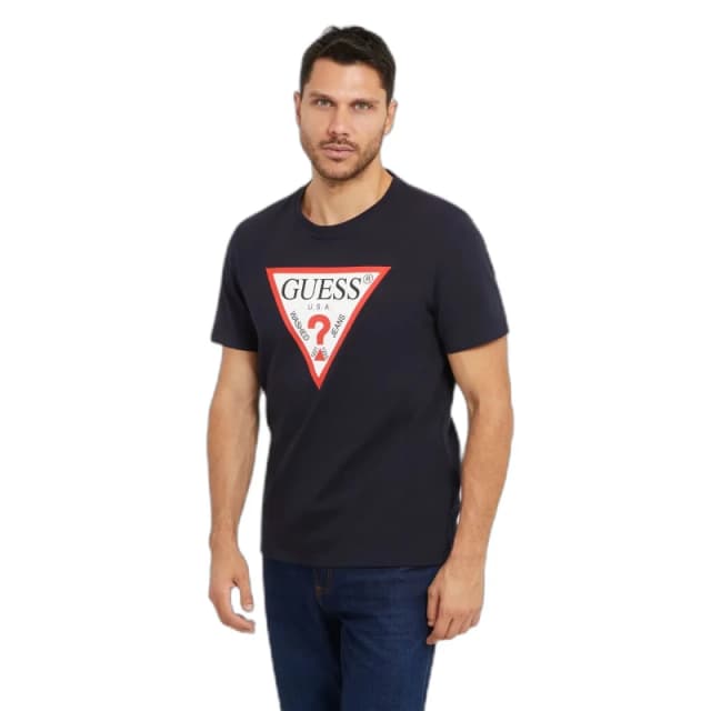 Guess Round neck T-Shirt Guess Logo Original Bleu Male XS