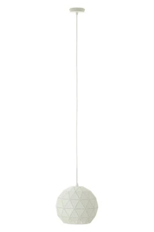 Orsina White Pendant Light, Geometric Metal Shade With Slotted Design, Durable Steel Hanging Lamp