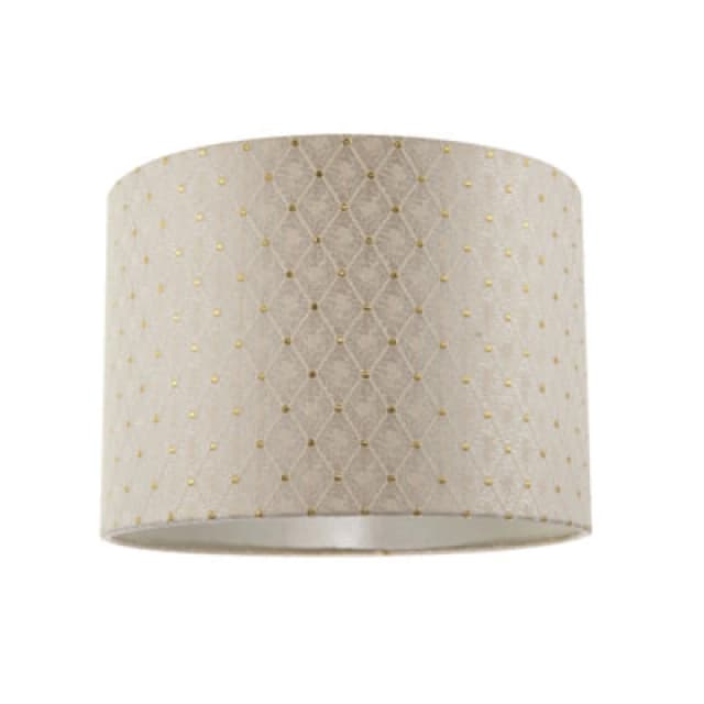 Happy Homewares Light Taupe Jacquard Fabric 10" Lamp Shade With Shiny Gold Decor