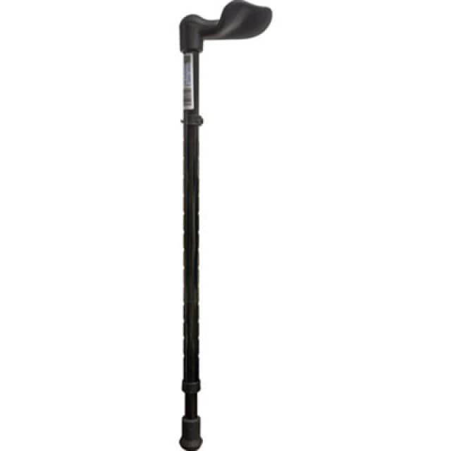 Loops Right Handed Ergonomic Handled Walking Stick - Telescopic Height - Gloss Black Black