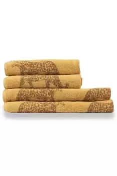 Leopard Animal Cotton Jacquard 4 Piece Towel Bale
