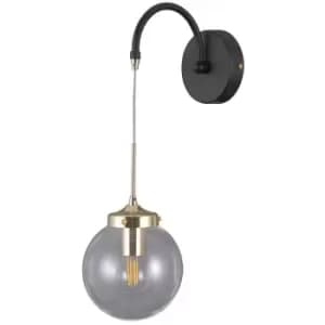 Italux Domenico - Industrial And Retro Wall Lamp Black Matt, Gold 1 Light with Clear Shade, E14