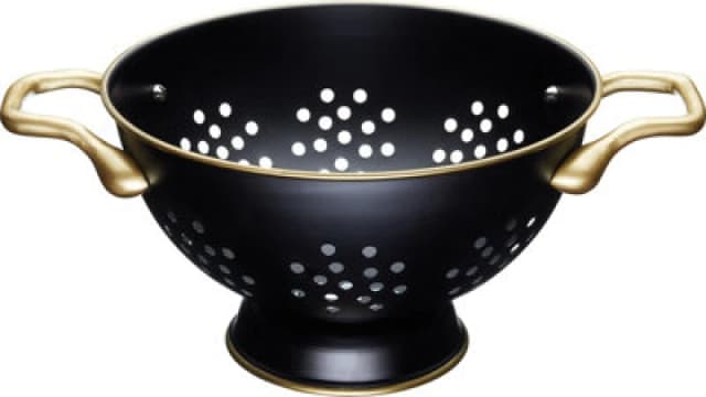 Masterclass 24cm Stainless Steel Matt Black and Brass Colander Black