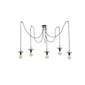Saturn Cluster Pendant Ceiling Light Natural, Black, 5x E27