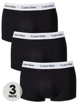 Calvin Klein 3 Pack Low Rise Trunks - Black Size M Men