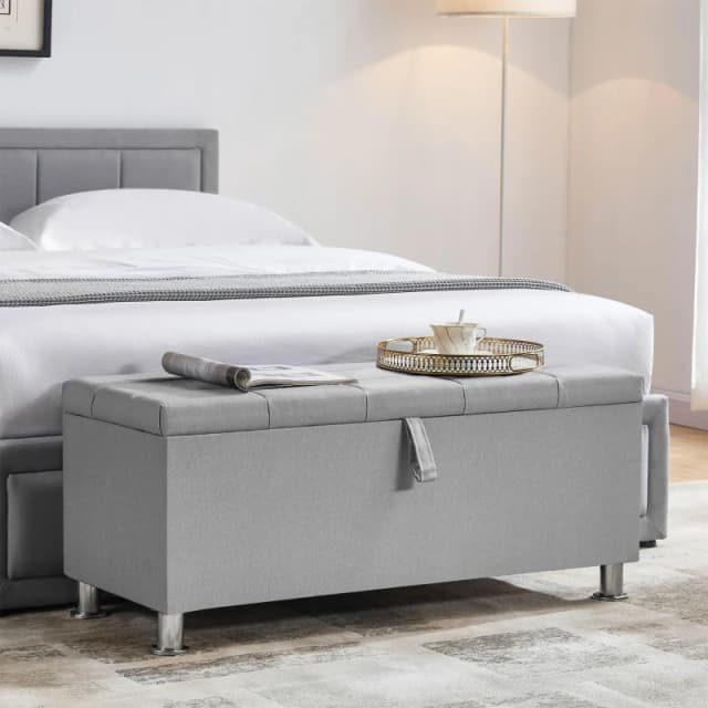 Lassic Vida Designs Valencia Storage Ottoman UKFR Light Grey Line unisex One Size