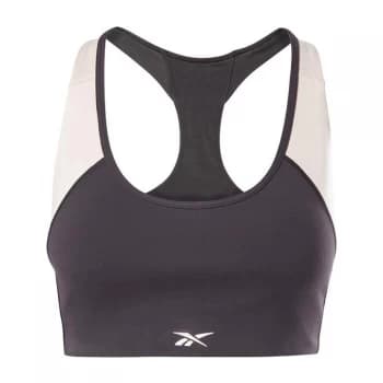 Reebok Lux Racer Padded Colorblock Sports Bra - Black/Stucco