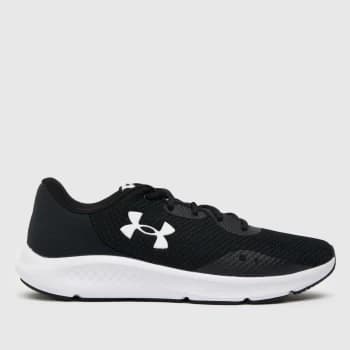 Under Armour Black & White Charged Pursuit 3 Trainers