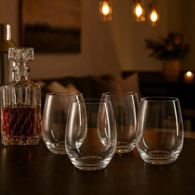 Orsina Durable Design Set Of 4 Crystal Large Tumblers, Elegant Large Tumblers For Kitchen, Safe Elegant Tumblers