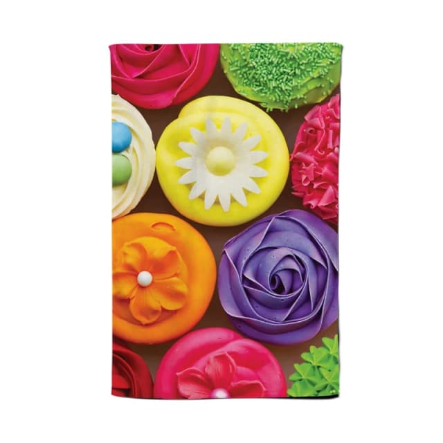 Warren Reed - Designer Bright Colourful Cupcakes Tea Towel in Yellow Yellow Unisex