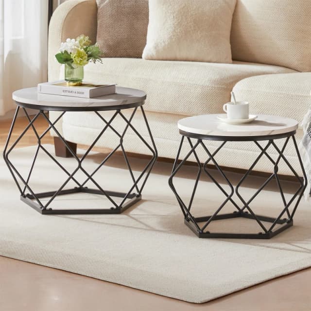 Lassic Vida Designs Brooklyn Nest of 2 Geometric Tables Marble unisex Set Of 2