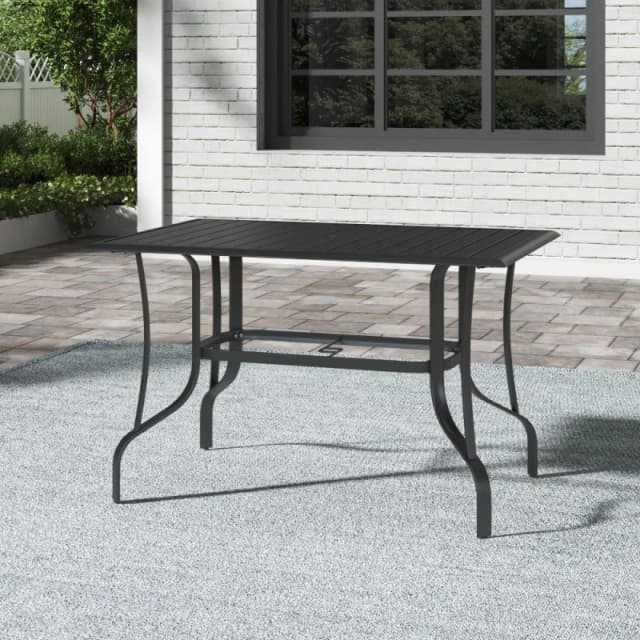 Breeins 120cm Rectangle Metal Slatted Garden Table Black unisex One size
