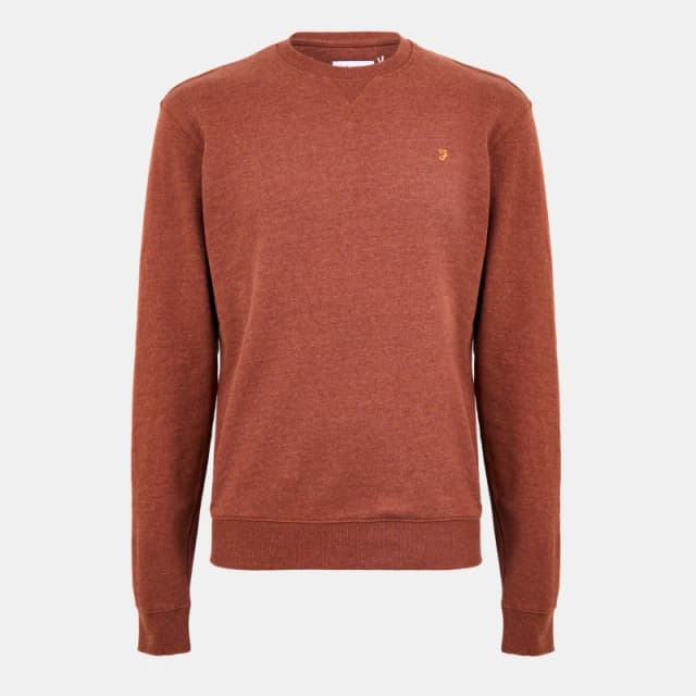 Farah Tim Crew Sweatshirt Dark Teak male X Small
