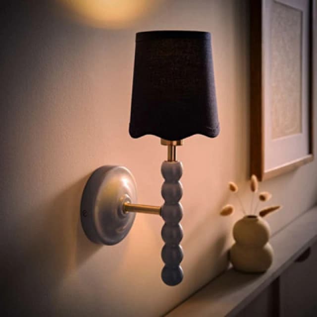 ValueLights ValueLights Bobbins Pastel Bobble Wall Light and Navy Linen Shade and Bulb in Dark Navy Dark Navy One Size Unisex 5059406069284