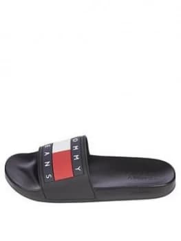 Tommy Jeans Flag Pool Slides - Black, Size 11, Men